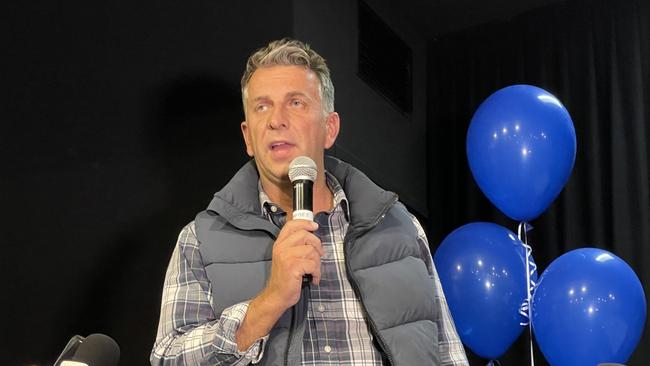 Andrew Constance speaking at the Bomaderry Bowling Club. Picture: Dylan Arvela