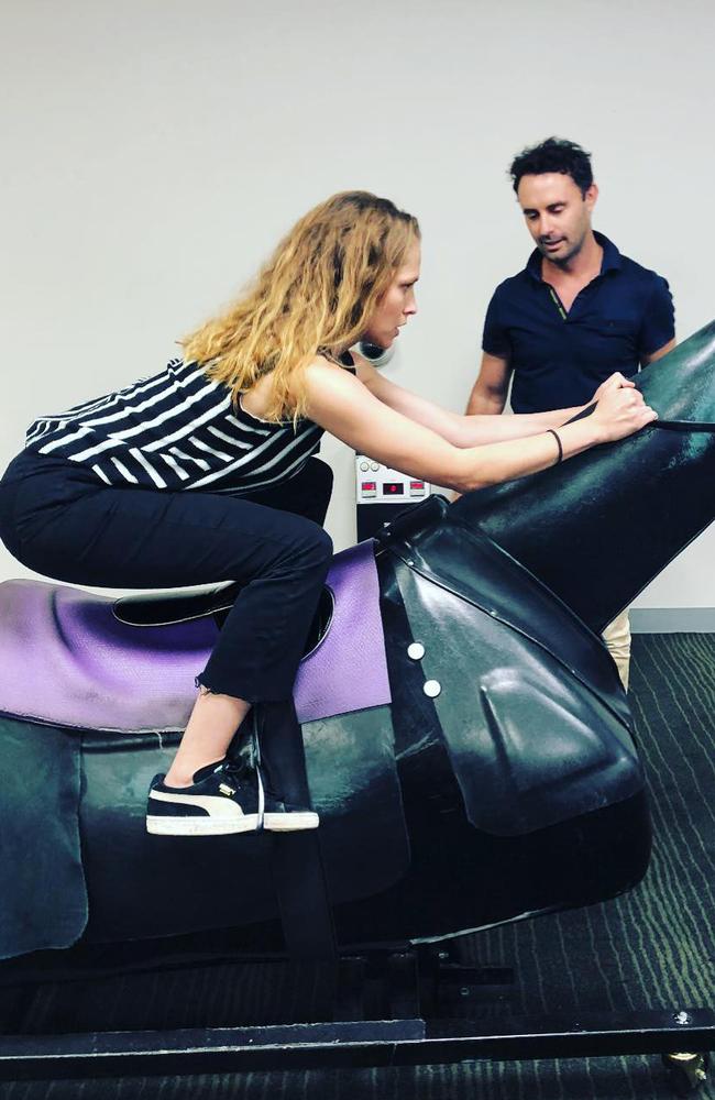 Teresa Palmer saddles up for filming Ride Like A Girl. Picture: Teresa Palmer/Instagram