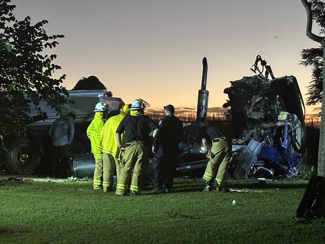 Emergency crews on scene at the serious truck crash at Greenmount. Picture: Heidi Petith