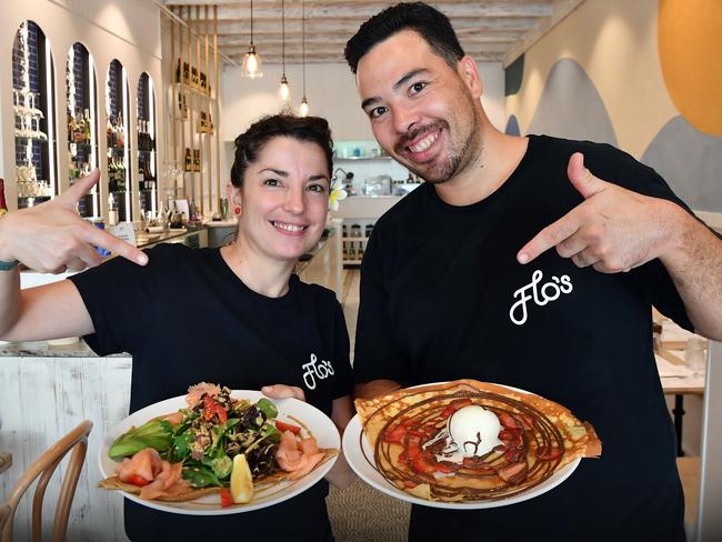 Paloma and Hoani Yau are overwhelmed with the support they've received after launching their new crepe restaurant Flo's in Noosa. Picture: Patrick Woods.