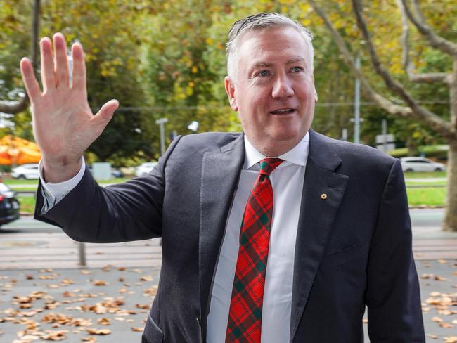 Guests arrive at the National Gallery Victoria for celebrations of trucking magnate Lindsay Fox who turns 86yrs. Eddie McGuire arrives.Picture: Ian Currie