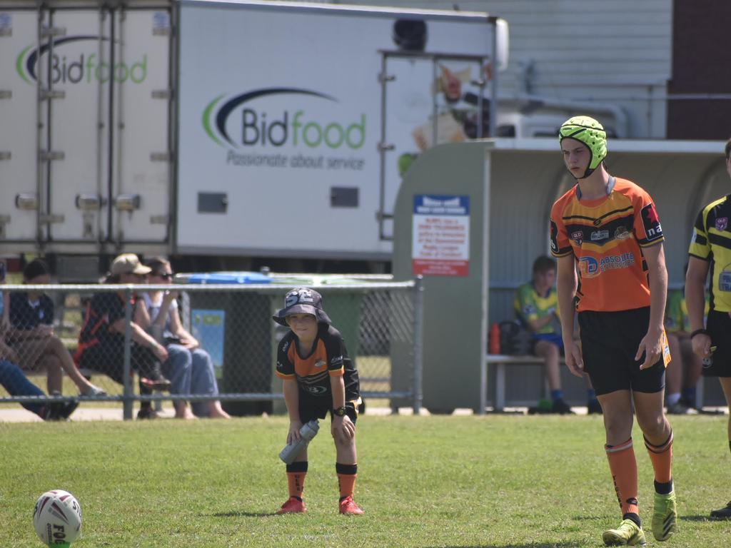 Lachlan Starr in the Wests Tigers and Wanderers under-14s rugby league final in Mackay, August 28, 2021. Picture: Matthew Forrest