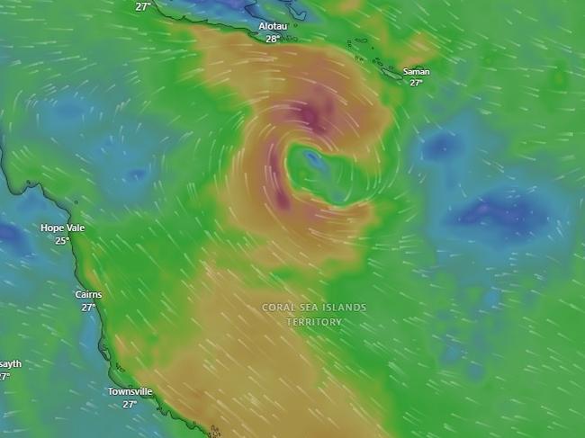 Tropical low off the Qld coast.