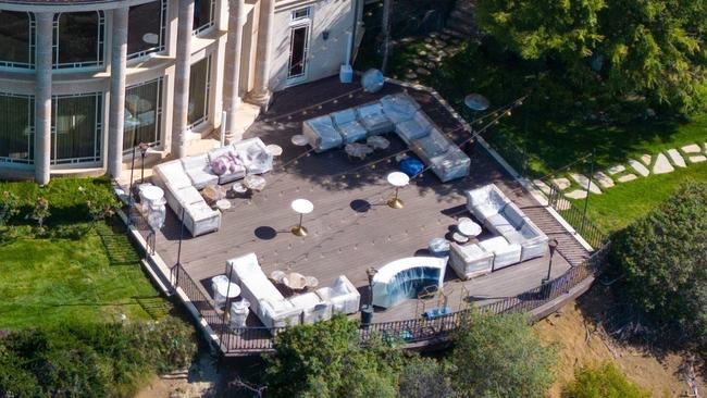 Wedding preparations outside Britney’s mansion. Picture: BACKGRID