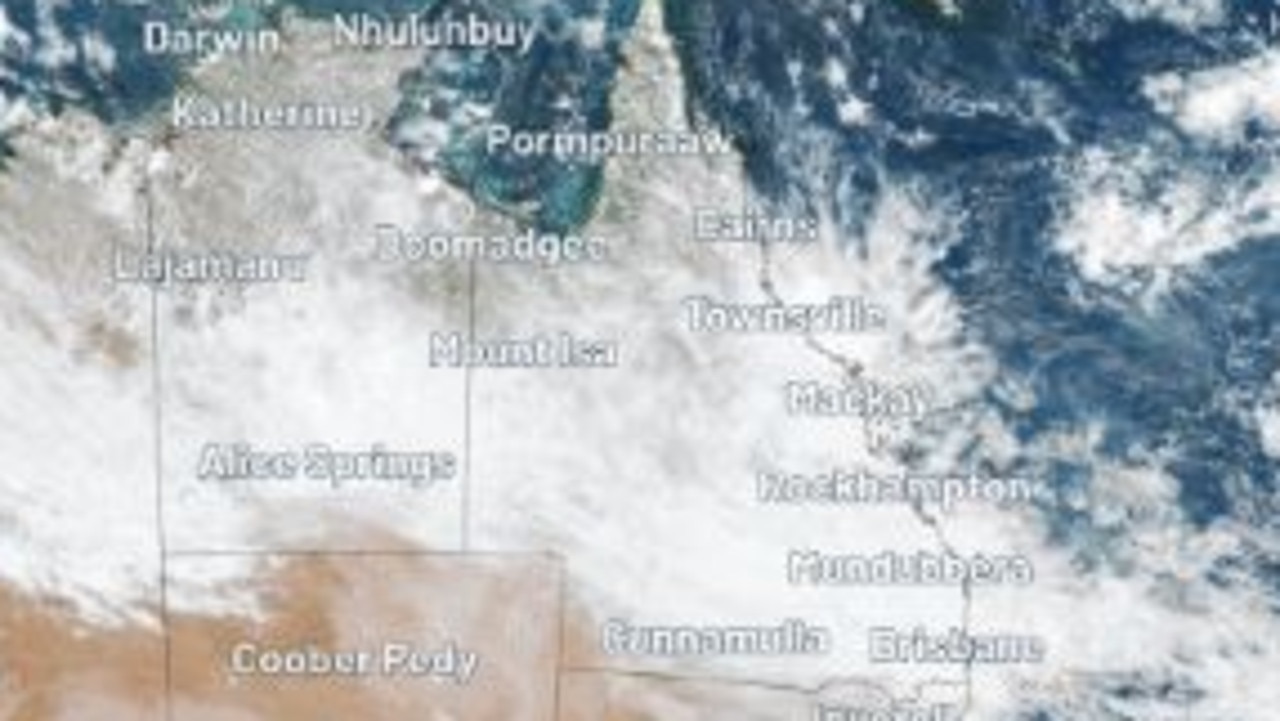 A 7000km cloud band extended from the Northern Territory into Queensland and then New Zealand beyond, causing widespread rain. Picture: WeatherZone