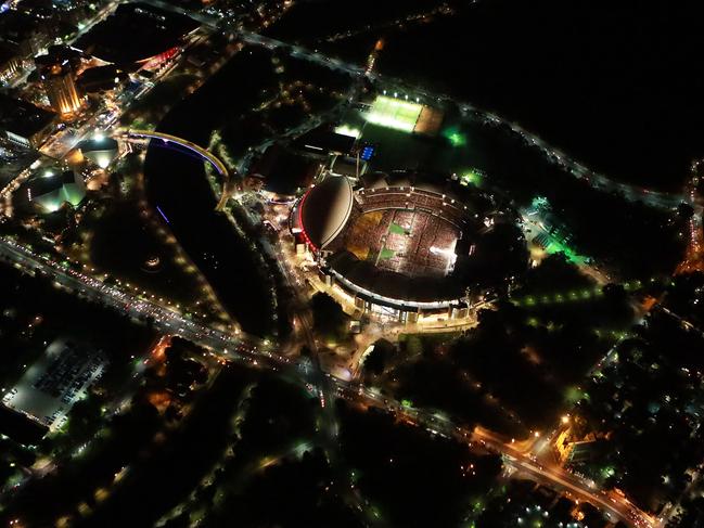 8.30 -9.15 Adelaide time. Aerial pictures of Rolling Stones Concert at Adelaide Oval. Picture Dylan Coker