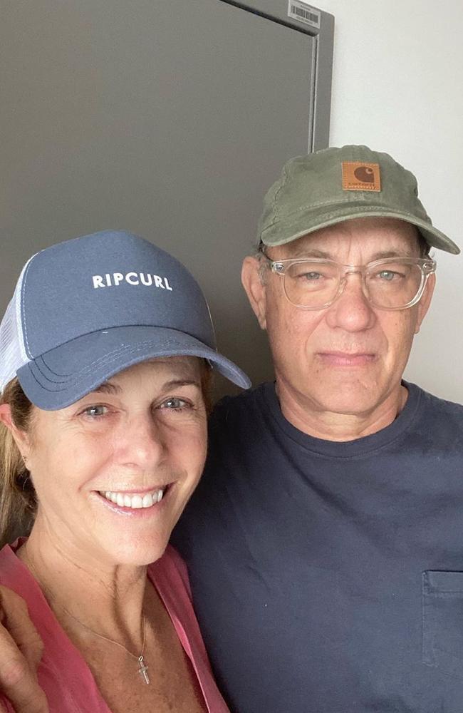 Tom Hanks with his wife Rita Wilson shared this photo on Instagram of their time in the Gold Coast hospital.