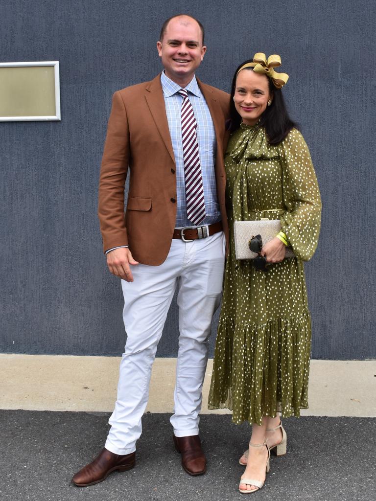 Jordan and Rachelle Geddes at The Archer race meeting at Callaghan Park, Rockhampton, on May 7, 2022.