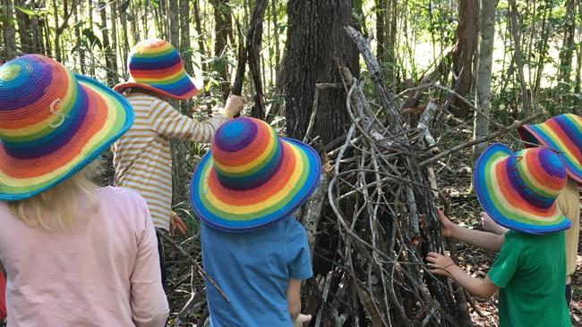 Cairns Hinterland Steiner School students learn to build cubby houses. Photo: supplied.