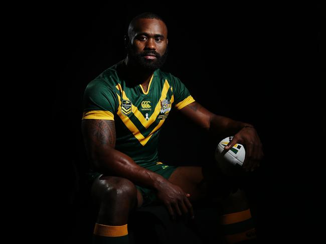 Facing AVO ... Semi Radradra poses for a portrait during the Kangaroos rugby league media session.