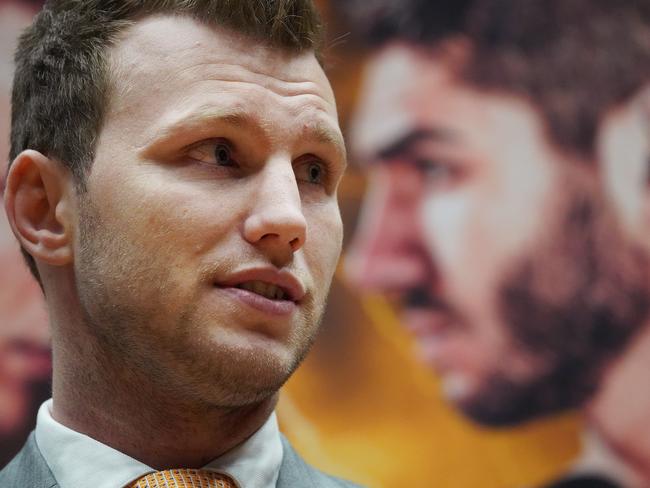 Former World Boxing Champion Jeff Horn is seen during the fight launch between himself and Victorian Michael Zerafa in Bendigo. The middleweight fight will be held at the Bendigo Stadium on August 31. Picture: AAP Image/Stefan Postles