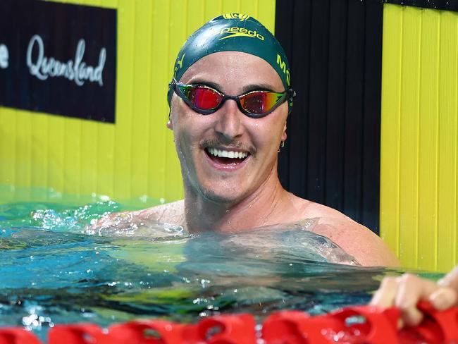 BRISBANE, AUSTRALIA - APRIL 23: Cameron McEvoy celebrates winning the Mens 50m Freestyle Final during the 2025 Australian Open Swimming Championships at the Brisbane Aquatic Centre on April 23, 2025 in Brisbane, Australia. (Photo by Chris Hyde/Getty Images)