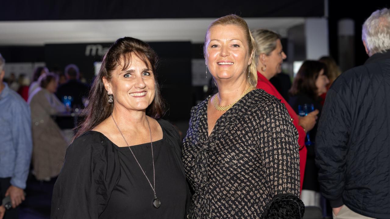 Sue Fraser and Rhonda Kavanagh for The Pulse at Maritimo Luxury Yachts global launch of the S75 and M75 at the Sanctuary Cove International Boat Show 2023. Picture: Celeste Humphrey