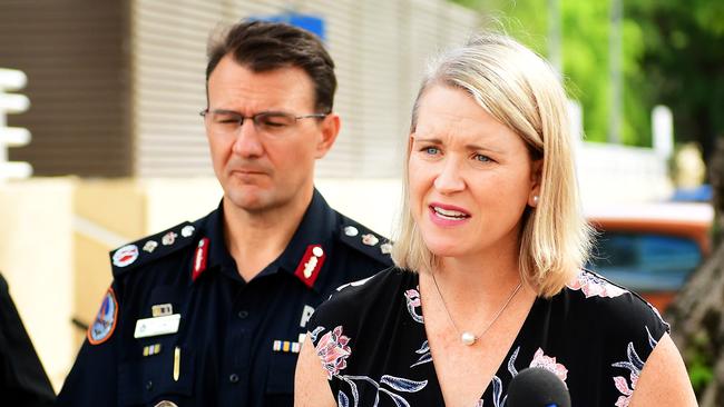 Acting NT Chief Minister Nicole Manison and NT Police Commissioner Reece Kershaw address the media on Wednesday morning regarding the alleged assault.   Picture: Justin Kennedy