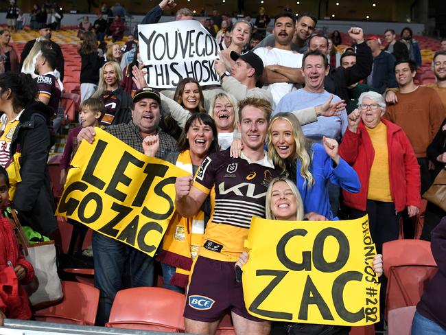 Zac Hosking with his family and friends after his debut. NRL Imagery