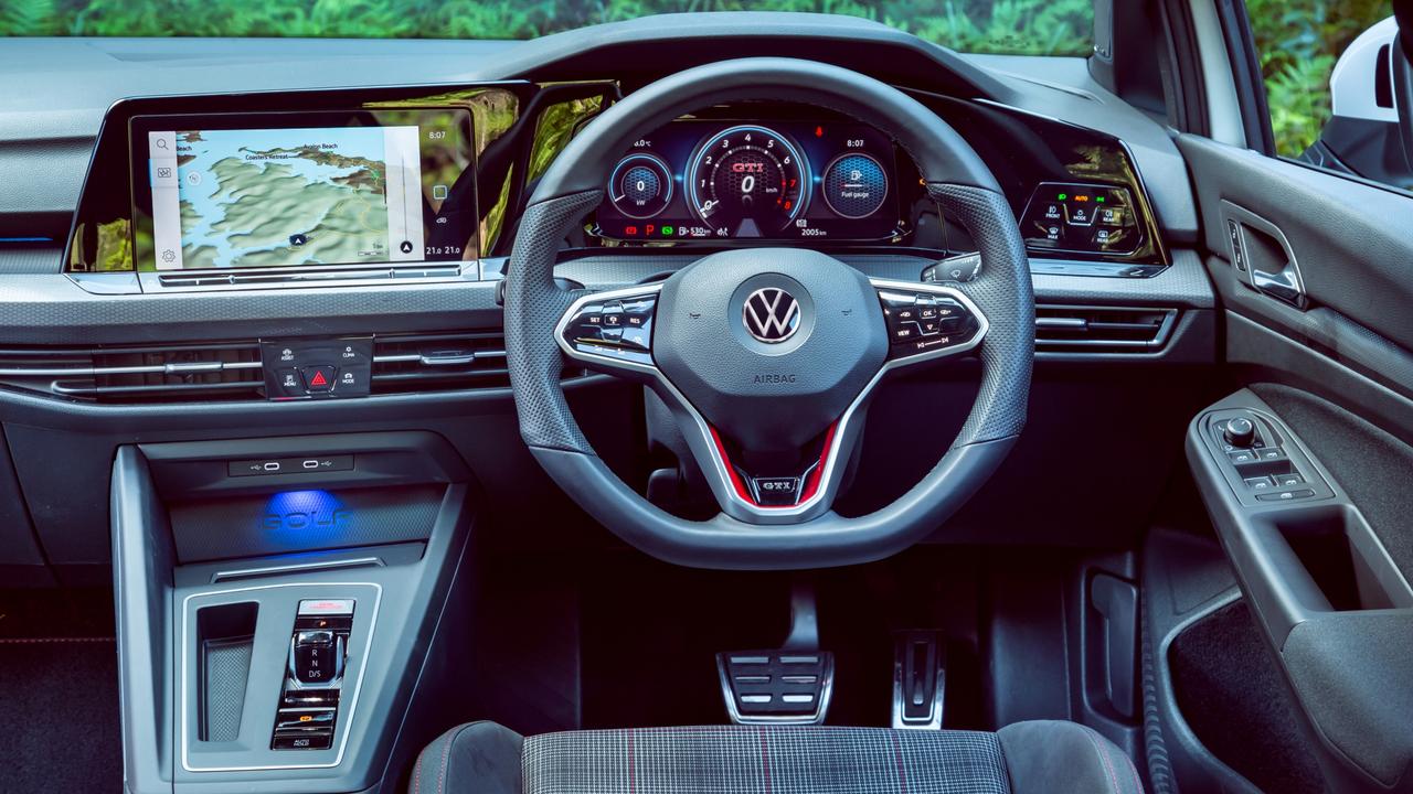 The GTI’s cabin is modern feeling, packed with hi-tech features and premium materials. Picture: Thomas Wielecki