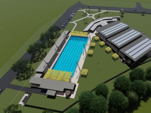 Artist’s impression of Stage One Grafton Pool redevelopment looking north to Turf St. Photo: Clarence Valley Council