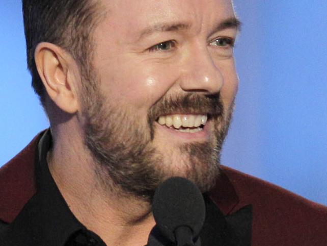 In this image released by NBC, host Ricky Gervais speaks during the 69th Annual Golden Globe Awards in Los Angeles, California, 15/01/2012.