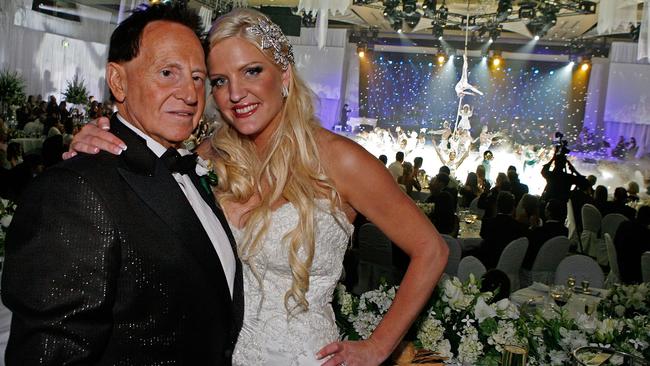 Geoffrey Edelsten and Brynne Gordon during their wedding at Crown Palladium in 2009. Picture: Getty Images