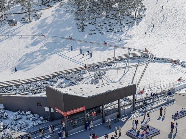 Australia’s alpine resorts are also introducing new atractions to lure in holidaymakers. The 1.5km ‘Alpine Coaster’ in Thredbo will open at the beginning of the season. Picture: Supplied