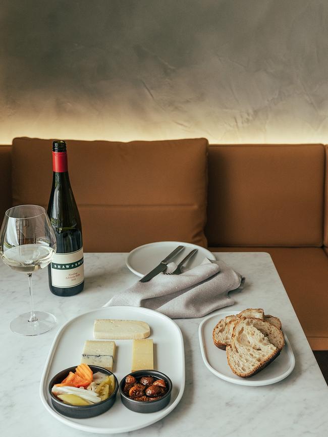 Shaw + Smith charcuterie plate and wine. Picture: Jessica Clark