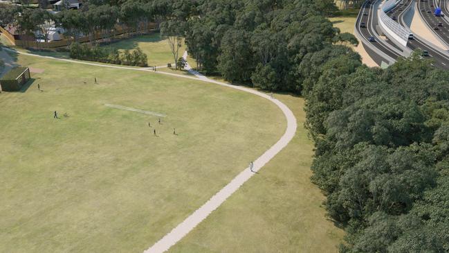 An artist's impression of Yarra Valley Water's planned underground sewerage treatment plant, which it is now proposing to build at Doncaster's Tram Rd Reserve. Picture: Supplied.