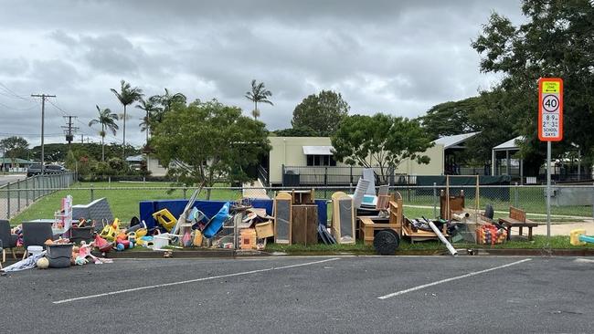 Flood damaged contents from Mary MacKillop Early Learning Centre, Ingham, on Sunday. Picture: Cameron Bates