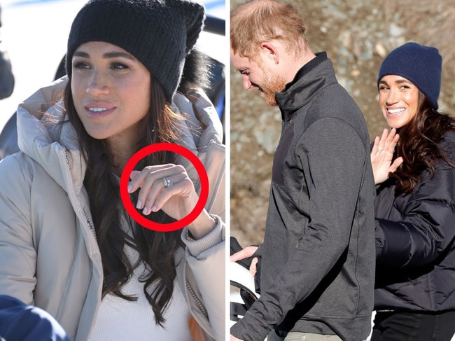 Meghan has been spotted wearing her engagement ring again, after an almost nine-month absence. Picture: