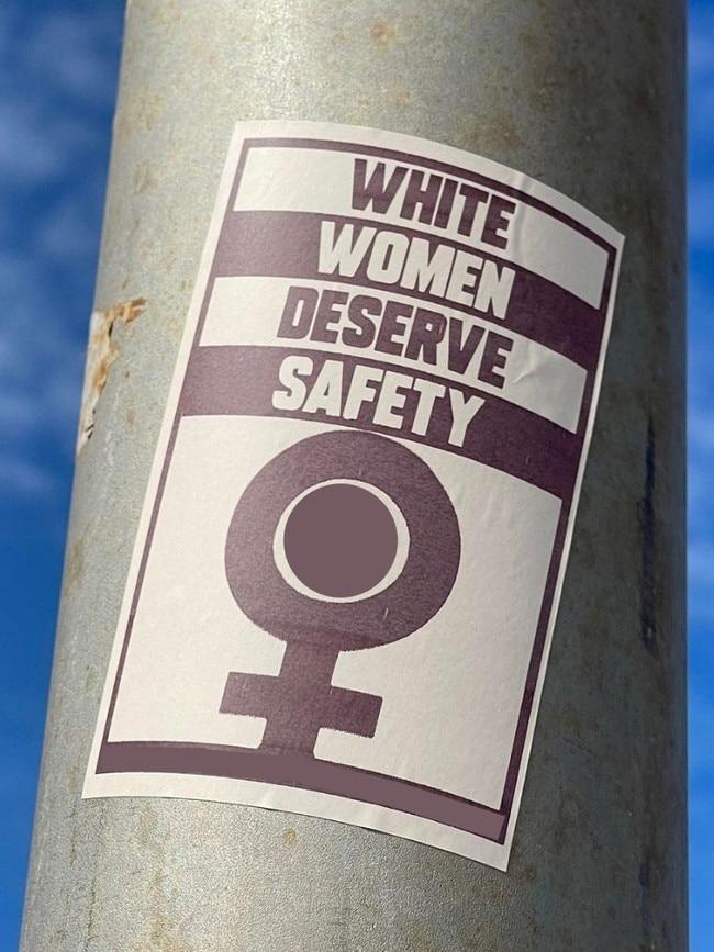 An NSN sticker placed on a light pole at Semaphore (picture has been censored). Picture: Supplied