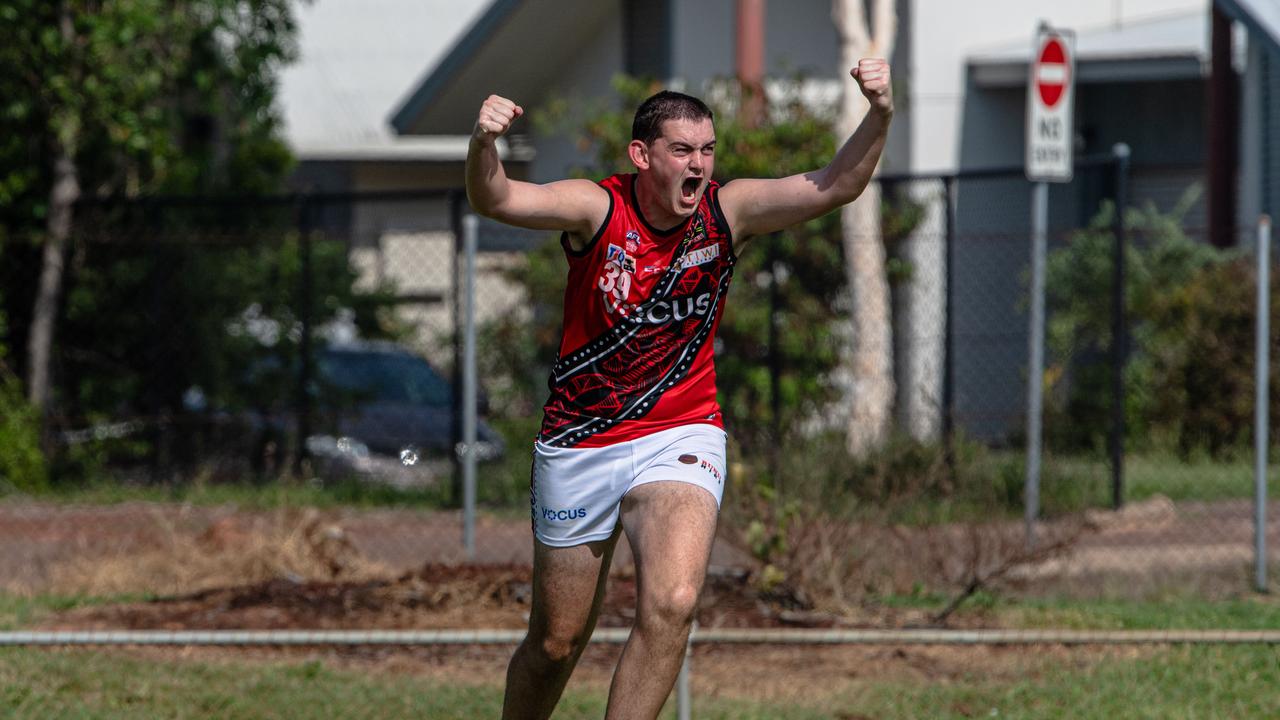 Jackson Broadbent playing in the Wanderers v the Tiwi Bombers match in Round 13 of the 2024-25 NTFL season. Picture: Pema Tamang Pakhrin