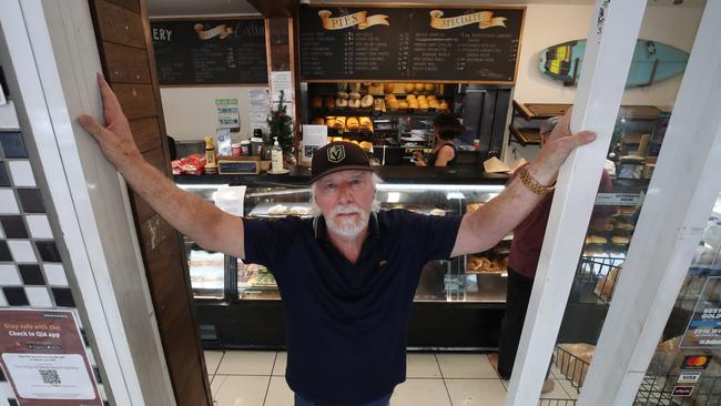 Main Beach Bakery owner Wayne McCrae says the business would lose 30 per cent of sales if carparking is taken away. Picture: Glenn Hampson