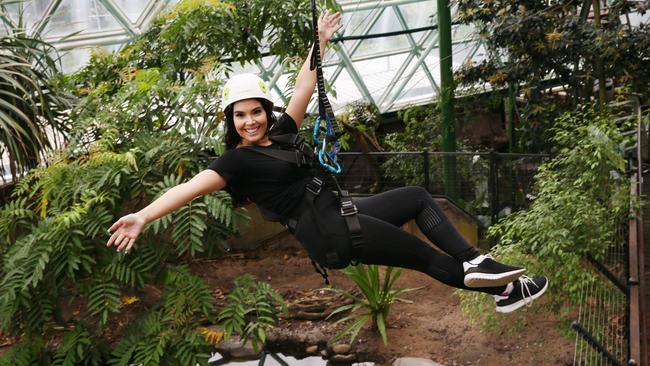 The Cairns ZOOM and Wildlife Dome will close on October 8. Lucy Miller on the zip line. Picture: Pasco Rogato