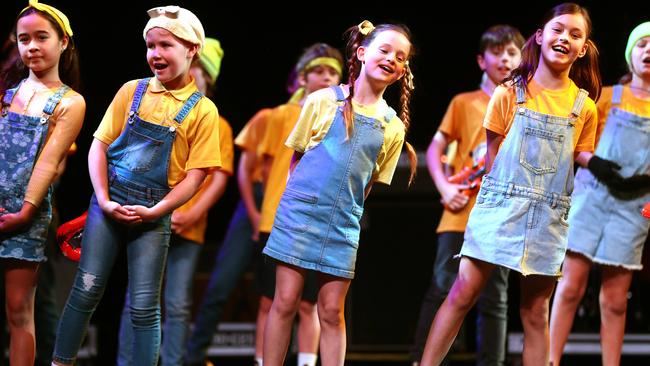 Anglesea Primary School students performing at the Geelong Schools Music and Movement Festival. Picture: Alison Wynd