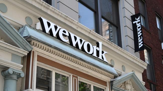 A WeWork office in New York. Hard to tell from the photo if its among the spaces bought by the company’s founder and then leased to the company. (Photo by TIMOTHY A. CLARY / AFP)