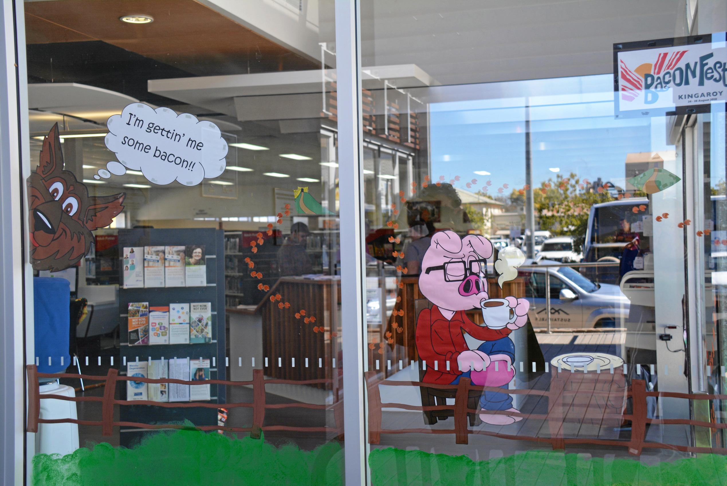 Kingaroy library has found their favourite piggy books ahead of the festival for the Kingaroy BaconFest street window competition. Picture: Jessica McGrath