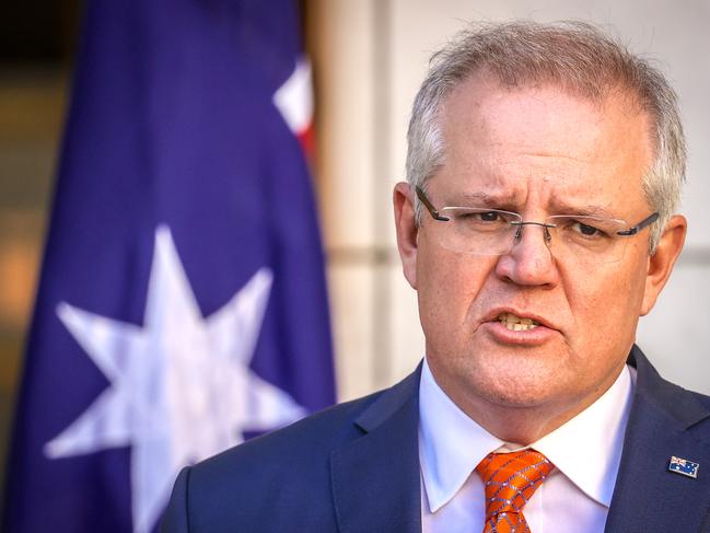 Scott Morrison announces the suspension of Australia’s extradition policy with Hong Kong. Picture: David Gray/Getty Images