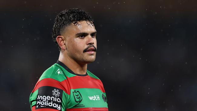 SYDNEY, AUSTRALIA – JUNE 14: Latrell Mitchell of the Rabbitohs looks on during the round 15 NRL match between South Sydney Rabbitohs and Brisbane Broncos at Accor Stadium, on June 14, 2024, in Sydney, Australia. (Photo by Cameron Spencer/Getty Images)