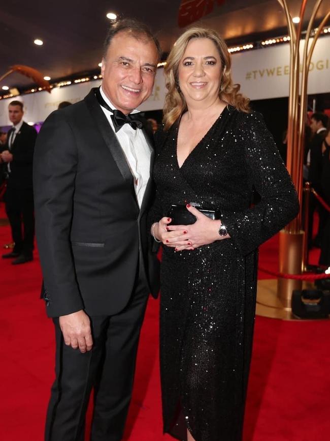 Premier Annastacia Palaszczuk walks the Logies red carpet on the Gold Coast with boyfriend Dr Reza Adib. Picture: Supplied