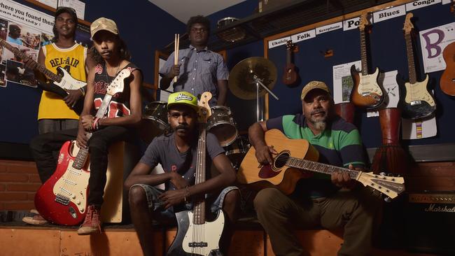 KK Band members during the Maningrida College 60th Anniversary on Friday, August 10, 2018. Picture: Keri Megelus