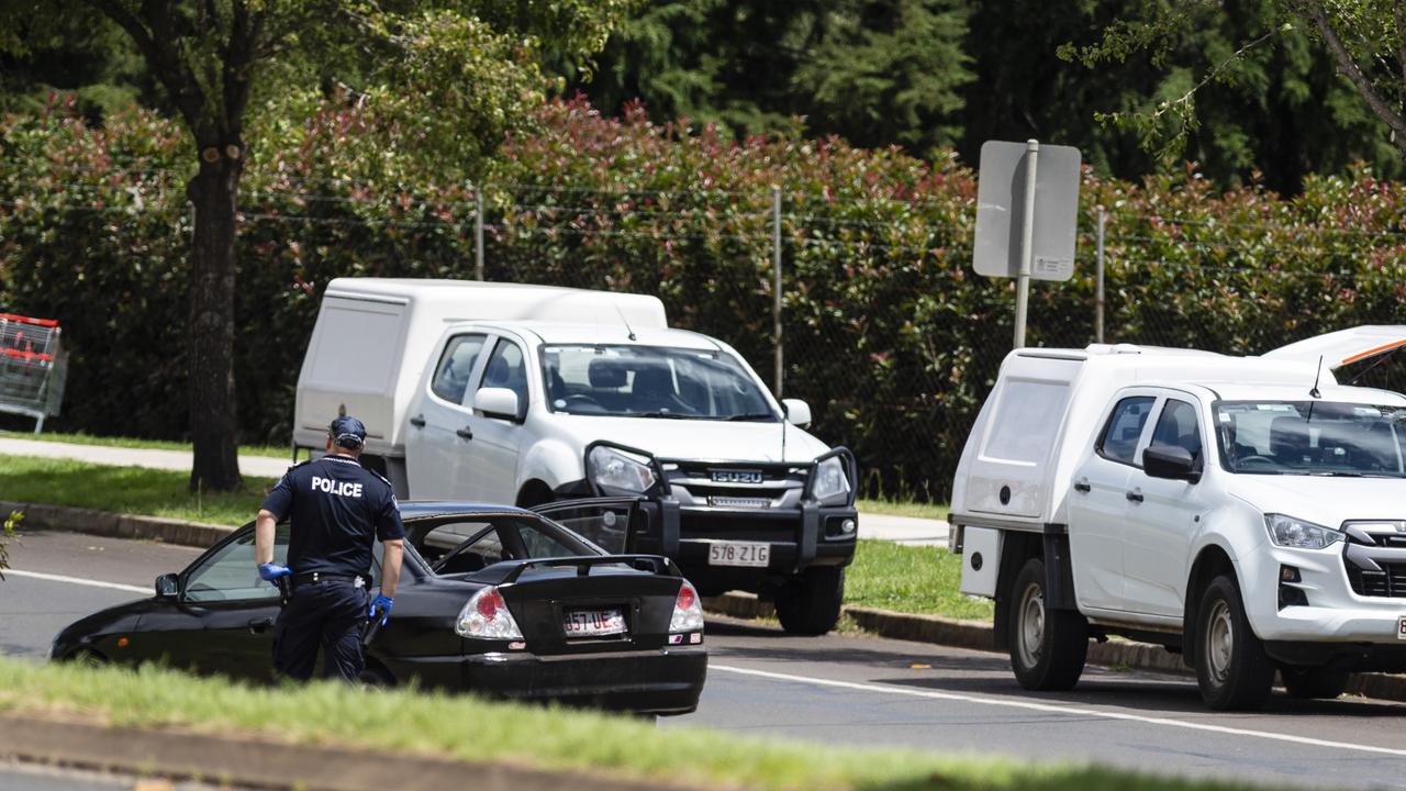 Police incident on Ruthven St near Kate St, Tuesday, March 15, 2022. Picture: Kevin Farmer