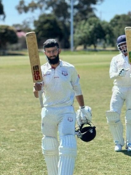 Jawid Khan walks off the ground. Pictures: SUPPLIED