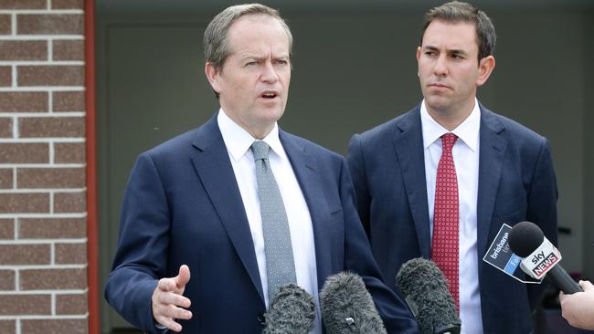 Opposition treasury spokesman Jim Chalmers (right) says former leader Bill Shorten (left) should not be made a scapegoat for the election loss.