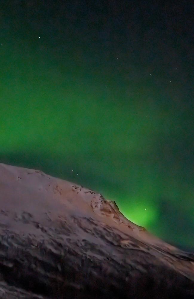 We drove to Aurora Alps, Slettmovein, about one hour outside of Tromsø to see the Northern Lights. Picture: news.com.au