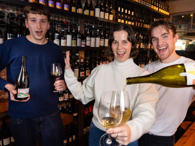 L-R Richie Robenstone, 22, Mia Arrowsmith, 28, AND Harrison Young, 28At Milton Wine ShopChardonnay has overtaken Shiraz as Australia's biggest variety of wine. Picture: Jason Edwards Chardonnay has overtaken Shiraz as Australia's biggest variety of wine. Picture: Jason Edwards