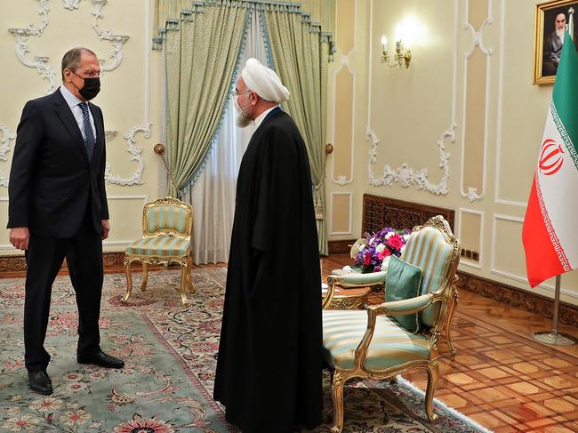 Iranian President Hassan Rouhani (R) meeting with Russian Foreign Minister Sergei Lavrov (L) in the capital Tehran. Picture: AFP