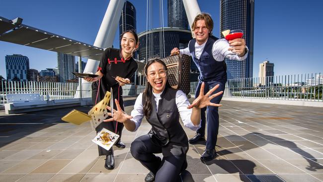 Star Brisbane staff Kaede Ishii, Vivian Vu and Jake Johnson. Picture: Nigel Hallett