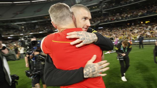 Dustin Martin is exploring moving to Gold Coast to play under three-time premiership coach Damien Hardwick, after he retired ahead of round 22 this season. Picture: Darrian Traynor / Getty Images