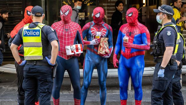 Police say anyone who intends to cause trouble in Melbourne’s CBD will be dealt with. Picture: Jake Nowakowski