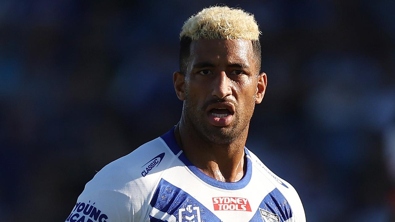 SYDNEY, AUSTRALIA - MARCH 19: Viliame Kikau of the Bulldogs looks on during the round three NRL match between Canterbury Bulldogs and Wests Tigers at Belmore Sports Ground on March 19, 2023 in Sydney, Australia. (Photo by Mark Metcalfe/Getty Images)