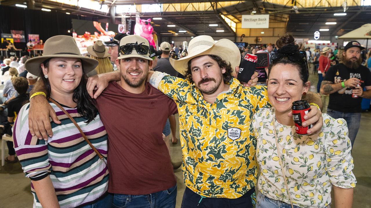 At Meatstock are (from left) Kalinda Fitch, Chris Fitch, Kyle Large and Kathleen Carey at Toowoomba Showgrounds, Friday, April 8, 2022. Picture: Kevin Farmer